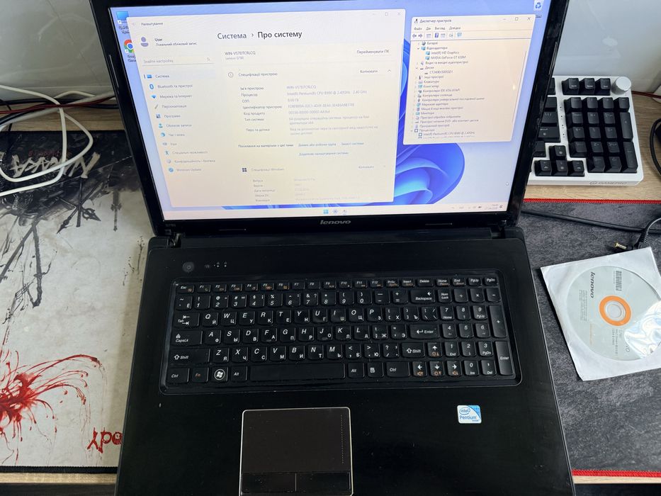 Ноутбук великий потужний Lenovo  intel+ddr 8gb+ssd 256гб+nVidia 2 gb