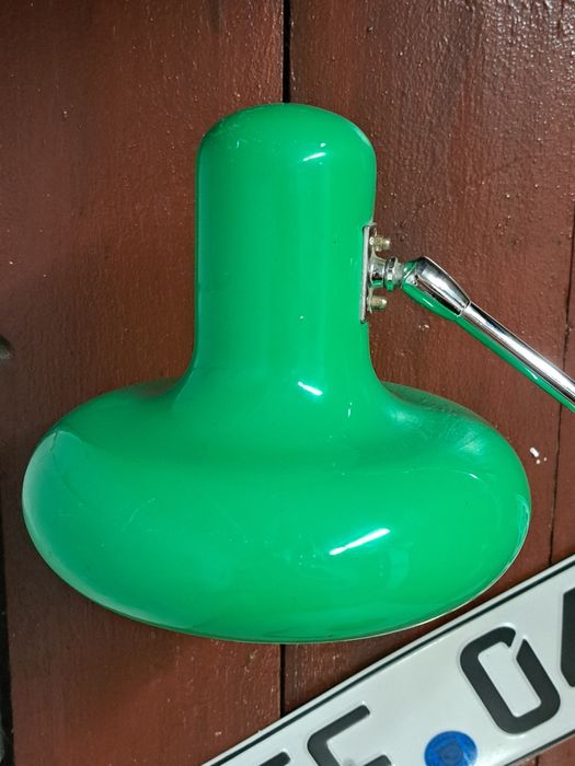 Lampa biurkowa vintage lata 70. Space Age zielona Chrom / PRL Design