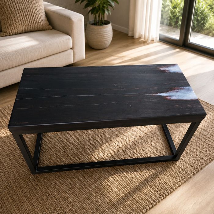 Stolik kawowy z żywicą epoksydową – buk 100x50 cm