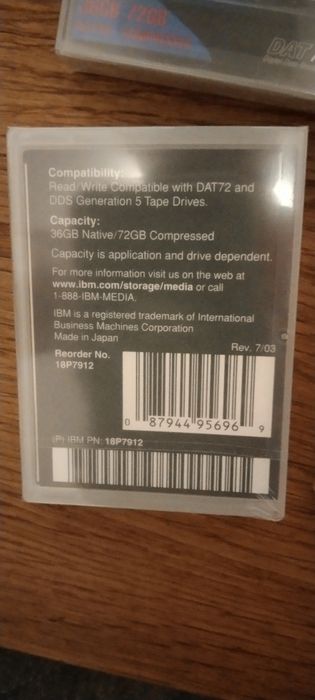 Kaseta 4mm IBM nowa+czyszcząca kaseta