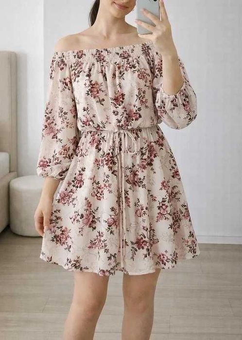 Sukienka boho kwiaty New Look S hiszpanka letnia oversize floral dress