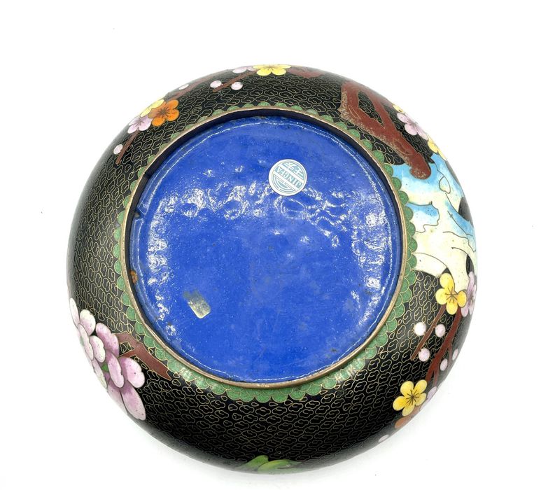 Taça cloisonné com flores