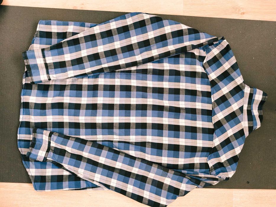 Koszula męska Troll krata niebieska - L