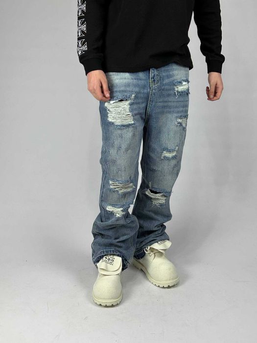 Джинси кльош distressed faded baggy штани archive джинсы сині