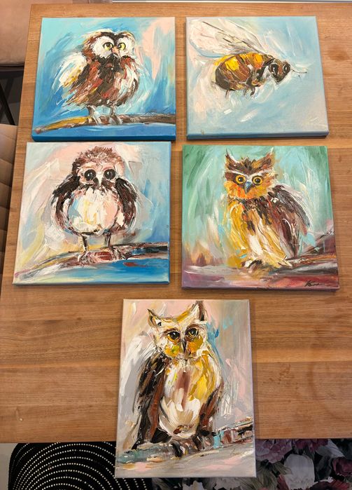 Obrazy ręcznie malowane 5szt