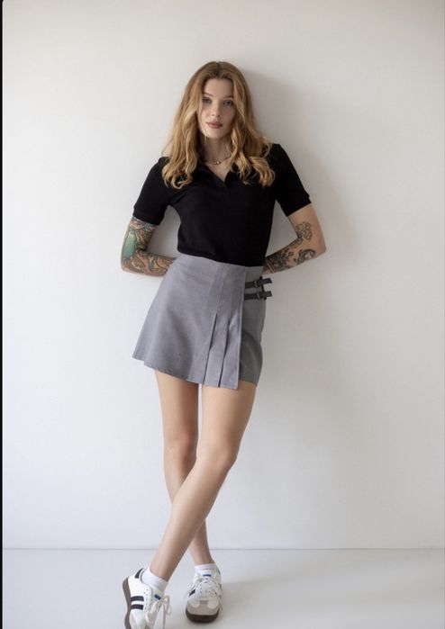 Нова спідниця-шорти 44 р., сіра, подовжена