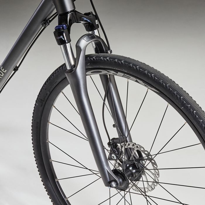 BICICLETA DE TREKKING RIVERSIDE 700 CINZENTO E LARANJA