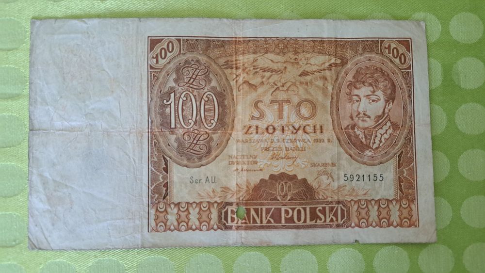 100 zł 1932 rok. Seria AU dodatkowy znak wodny X