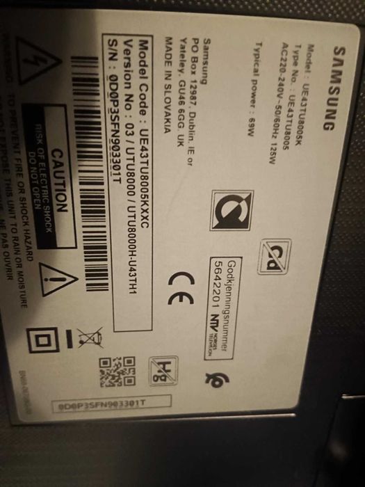 Telewizor Samsung UE43TU8005K Części