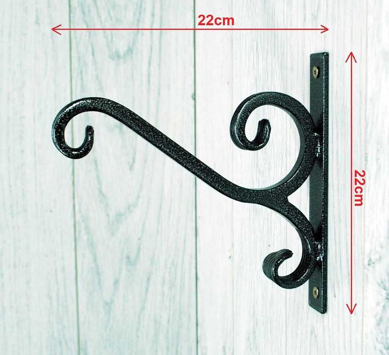 Wieszak Hak Uchwyt metalowy kuty na doniczkę - Srebrny Antyczny (W40)