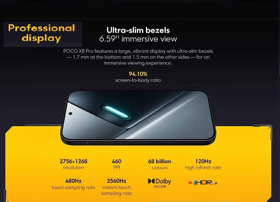 POCO X8 Pro 8/256 Black Global зі зарядним пристроєм з акумулятором 6500mah та NFC