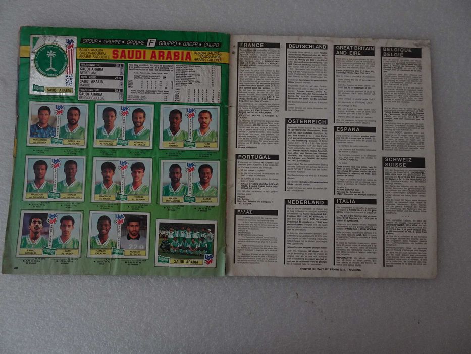 Caderneta de cromos de futebol USA 94 Panini (faltam 10 cromos)