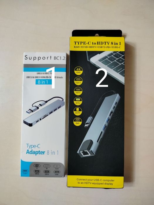 Адаптер 8 в 1 Usb type С Хаб HDMI картрідер SD TF RJ45 1Gb macbook 4K