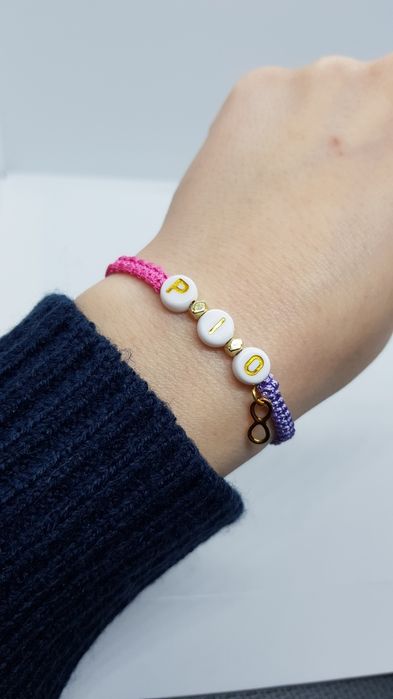 Bransoletka na sznurku inicjały literki