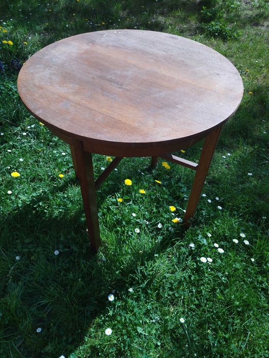 Stolik okrągły, 80 cm, PRL, drewniany