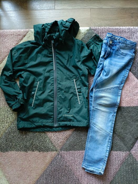 Kurtka softshell i spodnie jeansy rozm 122/128