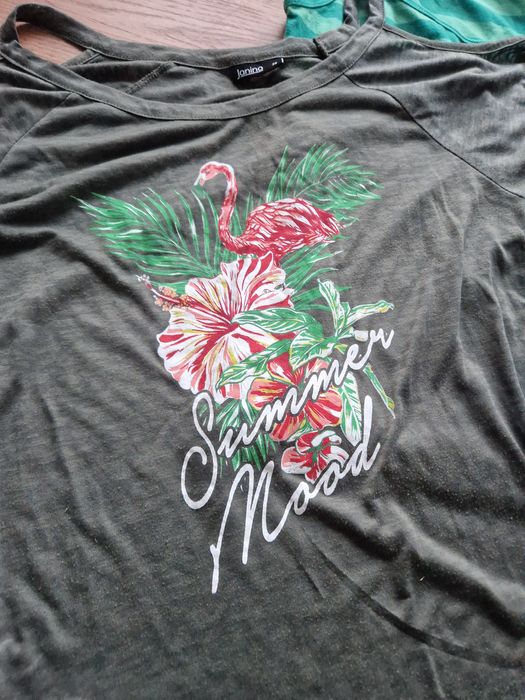 Trzy bluzki koszulki 38 M flaming