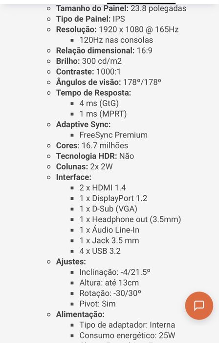 Monitor AOC com avaria ver texto
