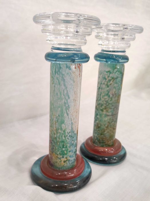 Kosta Boda Par Castiçal CanCan #69147 I Kjell Engman I Assinado