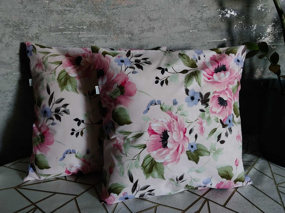 2 szt poszewki 40x40 bawełna różowe kwiaty HandmadebyAmia