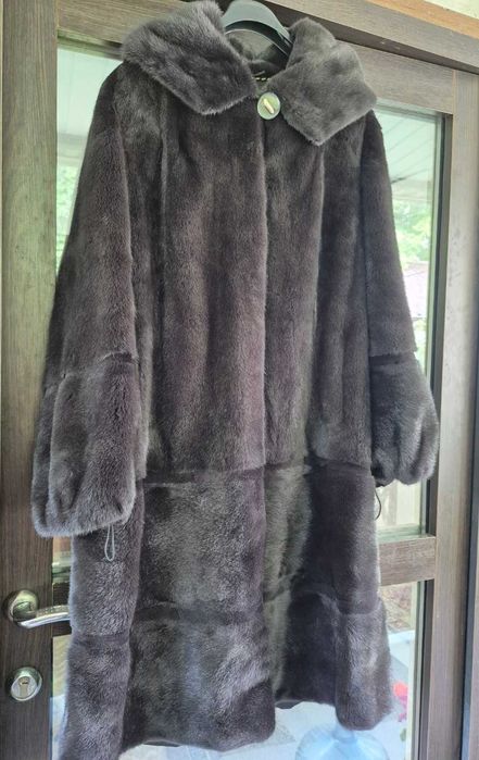 Нова норкова шуба графіт.Великий розмір