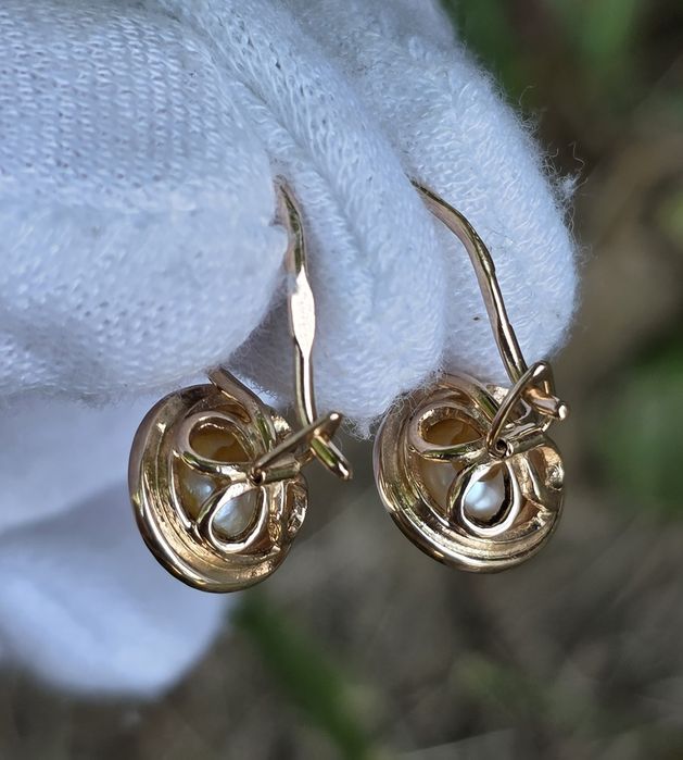 Золотые серьги с жемчугом ссср Золоті сережки з перлинами срср