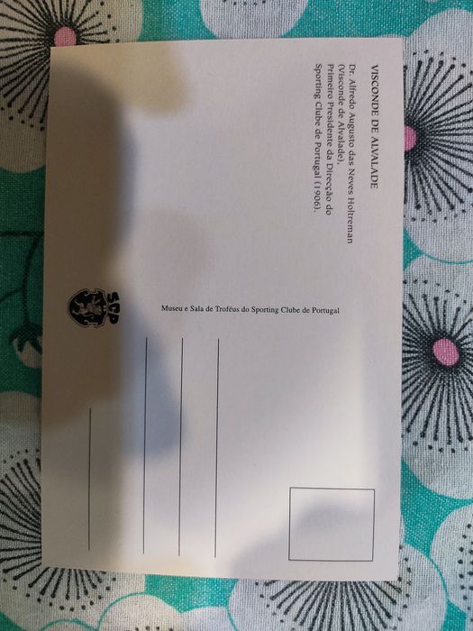 Postal do visconde de Alvalade primeiro presidente do Sporting