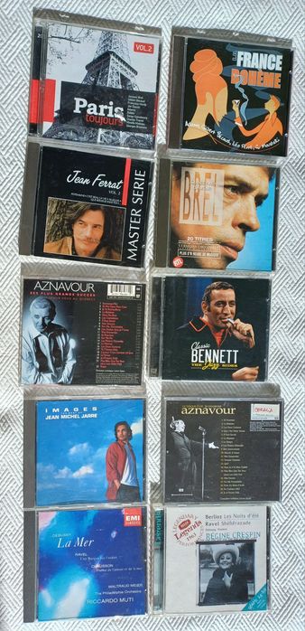 10 CDs música francesa: Charles  Aznavour,  Régine Crispin, etc.