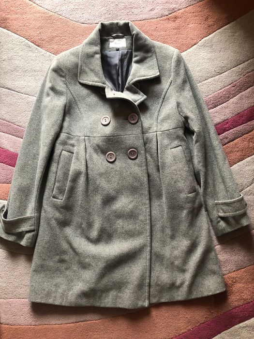 Wełniany, elegancki, szary płaszcz Martex M/L