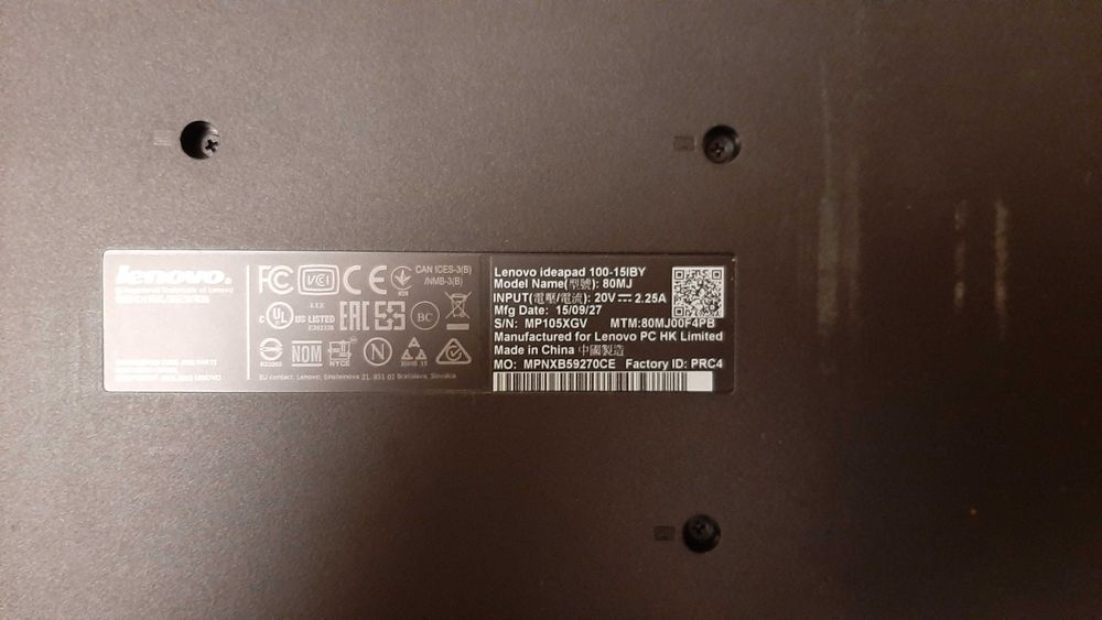 Laptop Lenovo ideapad 100-15IBY
