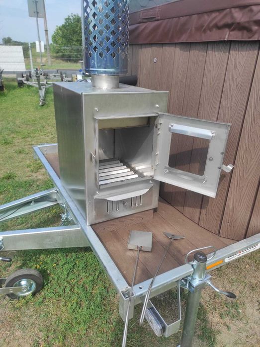 Mobilne spa bania balia jacuzzi brąz hot tub opalane drewnem prostokąt