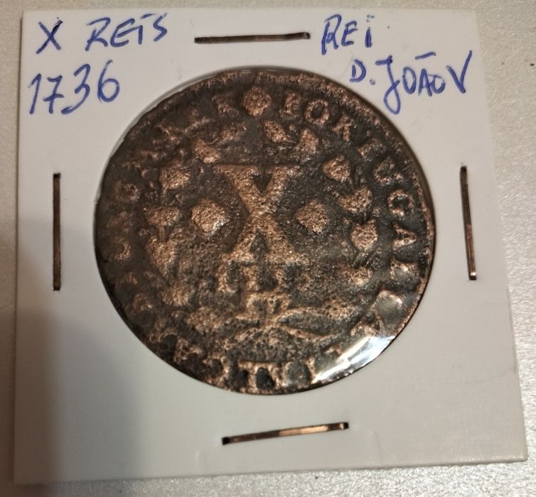 Moeda antiga de X reis de 1736