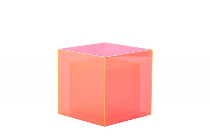 Cubo acrílico 1 lado aberto, vermelho translúcido - 5pc. | 15x15x15cm