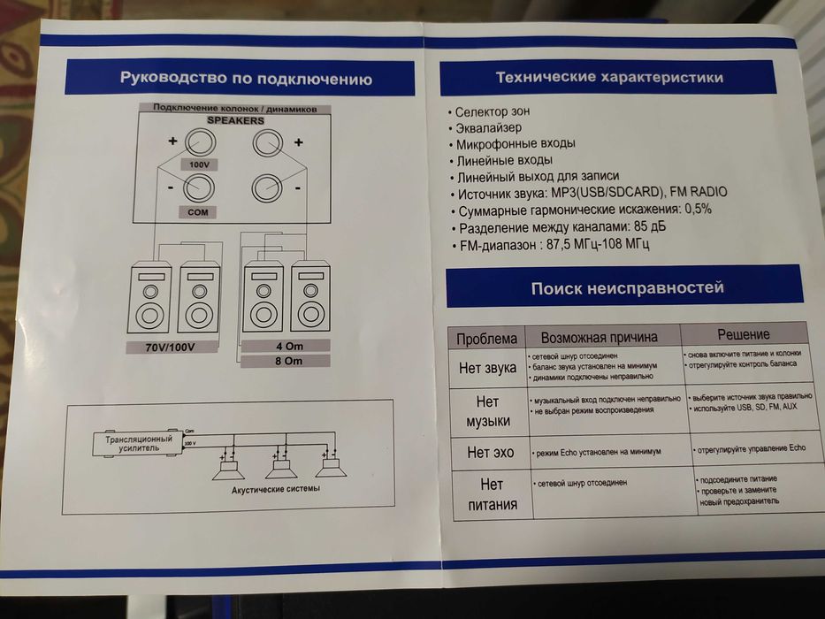 Підсилювач потужності + караоке SKY SOUND SM-088a (2*50W) Bluetooth