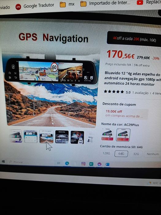 Espelho retrovisor , Android , gps, WiFi