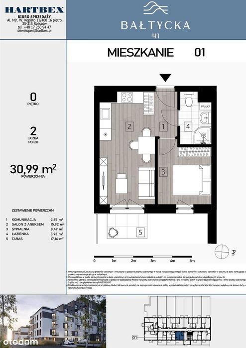 2-pokojowe mieszkanie 30m2 + taras Bez Prowizji