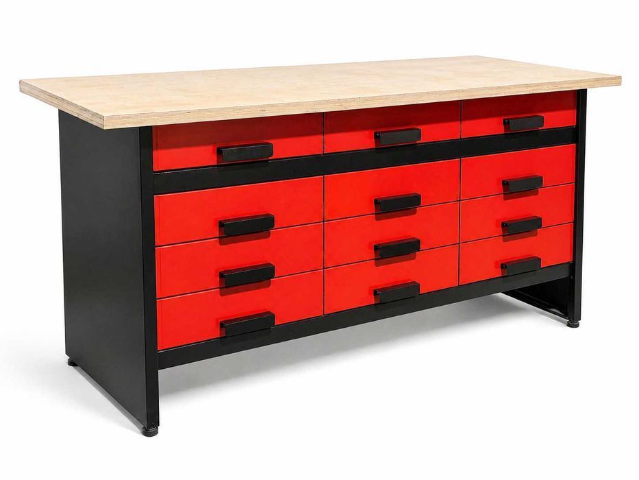Stół warsztatowy z 12 szufladami WB12 – solidny do garażu i warsztatu Metalowy stół narzędziowy WB12 z szufladami | blat 170 cm | JDK Poland