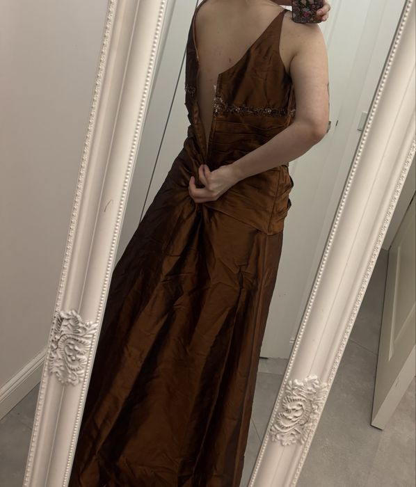 suknia długa balowa brązowa 40
