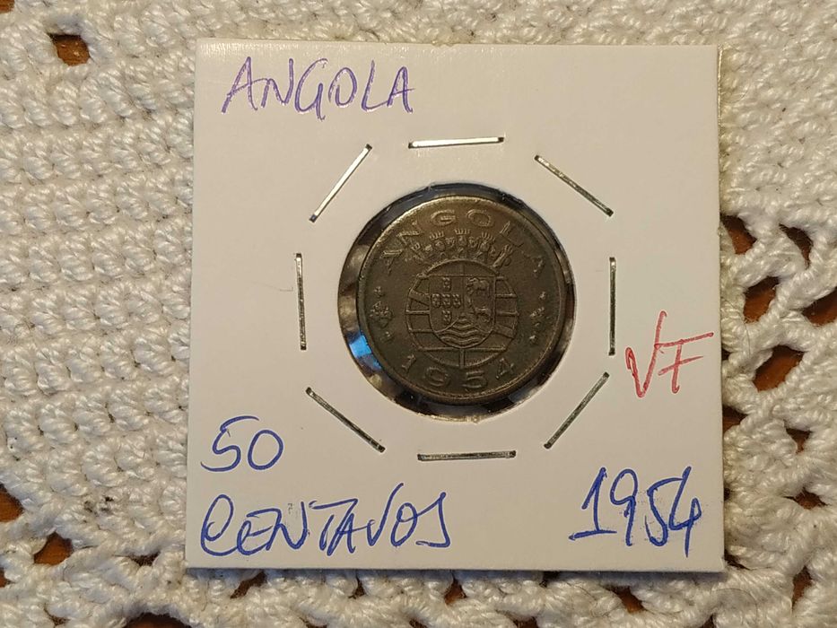 Angola - moeda de 50 centavos de 1954 (VF)