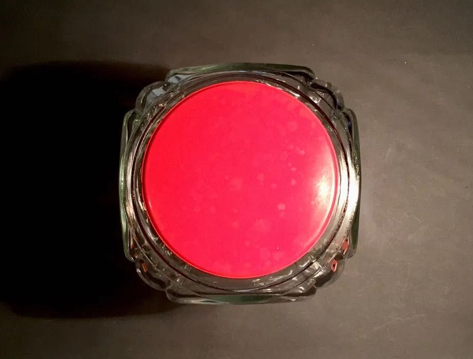 FRASCO de VIDRO - anos 50 - com tampa - 24x14 cm/s