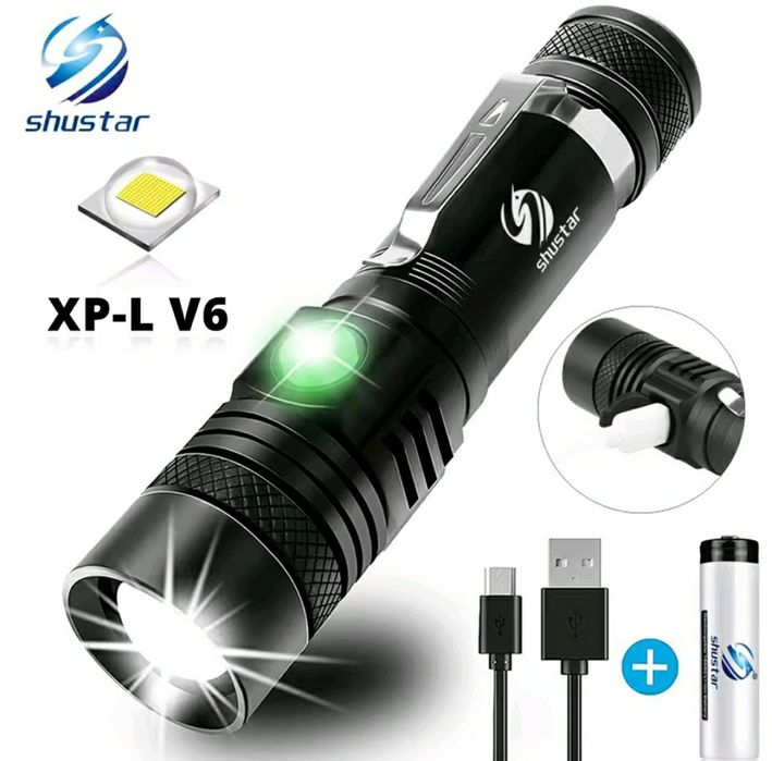 Ліхтарик тактичний Shustar S-029 з зумом, бічною кнопкою