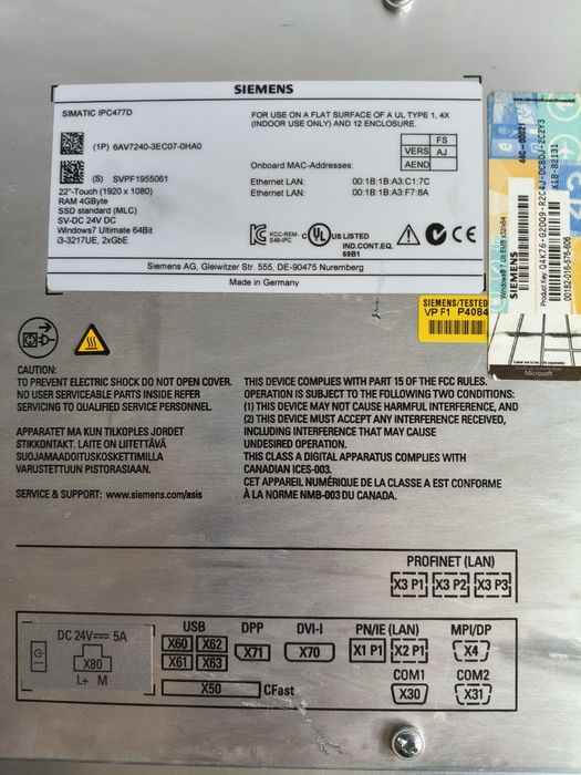 panel Siemens SIMATIC IPC477D