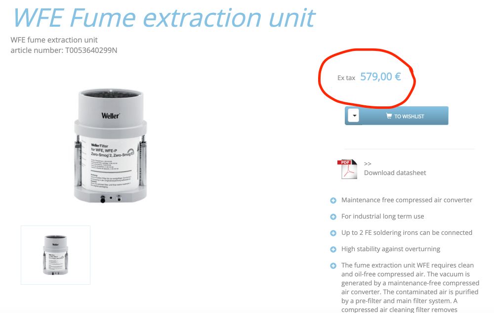 Портативный дымоуловитель WFE Weller