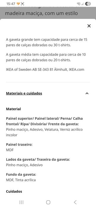 Cómoda Ikea 6 gavetas branca