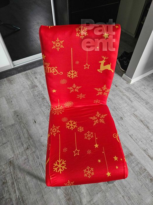 Świąteczne pokrowce na krzesła elastyczne 4 sztuki czerwone