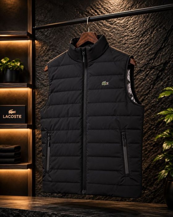 ЦІНА БУЛА 1600! Нова брендова жилетка Lacoste,чорна безрукавка лакоста без капюшону,легкий чоловічий жилет