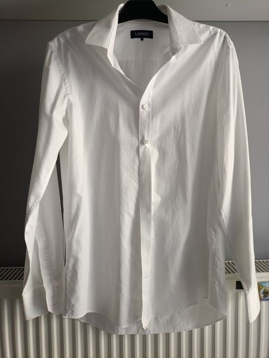 Biała męska koszula Lambert 41 długi rękaw gładka