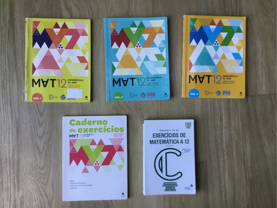 Manuais e livro de exercícios Matemática A 7°, 8°, 10°, 11° e 12° anos