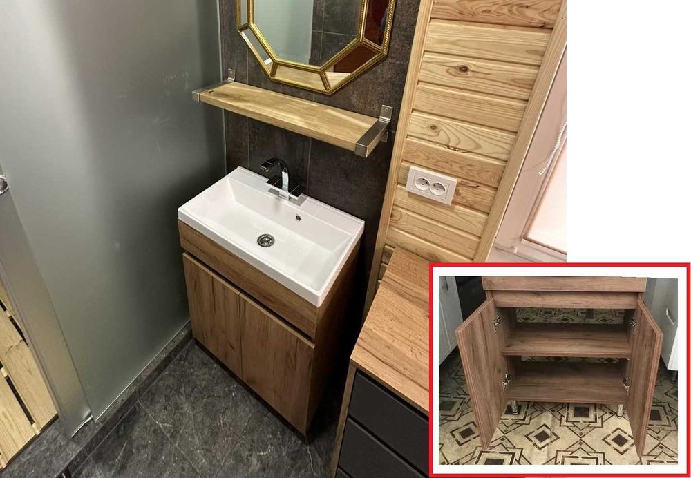 Тумба в ванну в комплекте с прямоугольным умывальником. Ширина 50, 60.