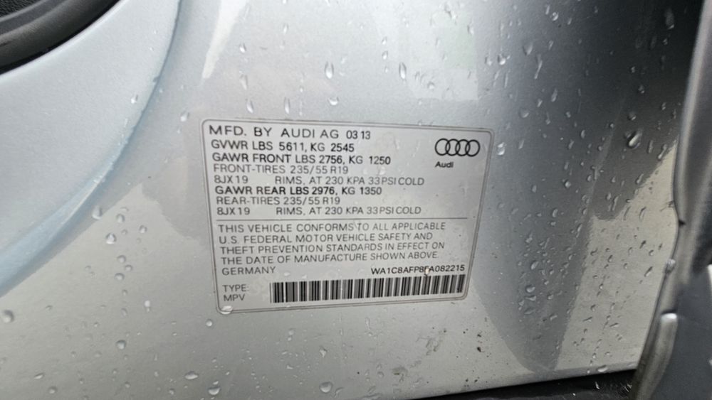 Audi Q5 2013 VIN WA1C8AFP8DA082215 фото оголошення 8 з 11